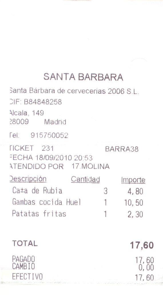 El precio es asequible y como muestra de lo dicho adjunto el ticket  Sirva como referencia el ticket de las consumiciones. 